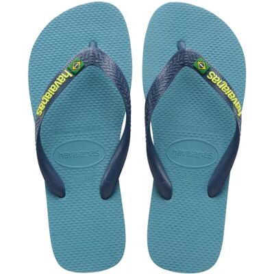 Havaianas Unisex Brasil-slippers met logo, nautisch blauw, 5 VK Havaianas Unisex Brasil-slippers met logo, nautisch blauw, 5 VK