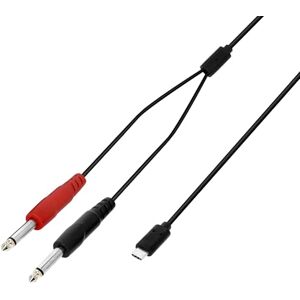 Adam Hall kablar 3 STAR Y PP USB-C 0150 Y-kabel, 2 x 6,3 mm uttagskontakt TS hane till USB-C, svart, 1,5 m Adam Hall kablar 3 STAR Y PP USB-C 0150 Y-kabel, 2 x 6,3 mm uttagskontakt TS hane till USB-C, svart, 1,5 m