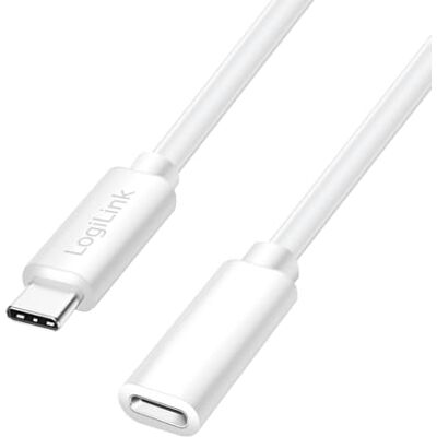 LogiLink CU0220 USB 2.0 typ C-förlängningskabel med stöd för PD (PowerDelivery) färg: vit kabellängd 1 m LogiLink CU0220 USB 2.0 typ C-förlängningskabel med stöd för PD (PowerDelivery) färg: vit kabellängd 1 m