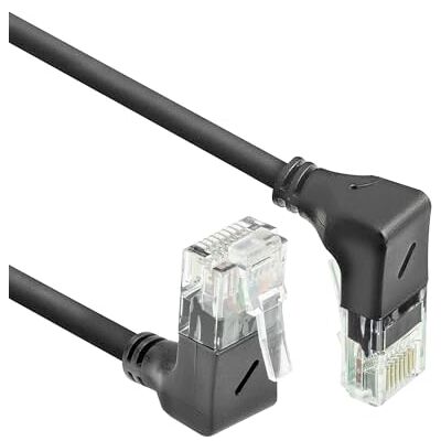 ACT CAT6A nätverkskabel 90° vinklad, U/UTP LSZH LAN-kabel tunn 3,6 mm slimline, flexibel Ethernet-kabel med RJ45-kontakt, för användning i datacenter, 3 meter, nedåt DD7903 ACT CAT6A nätverkskabel 90° vinklad, U/UTP LSZH LAN-kabel tunn 3,6 mm slimline, flexibel Ethernet-kabel med RJ45-kontakt, för användning i datacenter, 3 meter, nedåt DD7903
