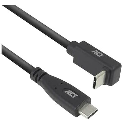 ACT USB-C till USB-C vinklad kabel, USB 3.2 Gen2 2m 10 Gbit/s dataöverföring, 60 W strömförsörjning, 4K @60 Hz video, upp/ner-vinklad kontakt, rak till vinklad ACT USB-C till USB-C vinklad kabel, USB 3.2 Gen2 2m 10 Gbit/s dataöverföring, 60 W strömförsörjning, 4K @60 Hz video, upp/ner-vinklad kontakt, rak till vinklad
