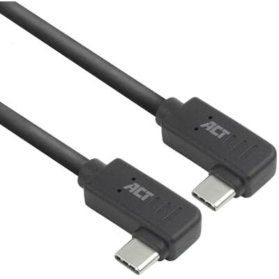 ACT USB C-vinkelkabel 0,5 m, PD 60 W USB C vinkelkontakt 90 grader, vänster/höger till vänster/höger, 10 Gbps datahastighet, 4K@60 Hz USB typ C videokabel, datakabel, laddningskabel – AC7486 ACT USB C-vinkelkabel 0,5 m, PD 60 W USB C vinkelkontakt 90 grader, vänster/höger till vänster/höger, 10 Gbps datahastighet, 4K@60 Hz USB typ C videokabel, datakabel, laddningskabel – AC7486