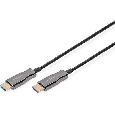 Digitus HDMI AOC Hybrid fiberoptisk kabel HDMI 2.0b 4K/60Hz UHD Ethernet-kanal HDR ARC HDCP 2.2 Guldpläterade kontakter 20m Svart Digitus HDMI AOC Hybrid fiberoptisk kabel HDMI 2.0b 4K/60Hz UHD Ethernet-kanal HDR ARC HDCP 2.2 Guldpläterade kontakter 20m Svart