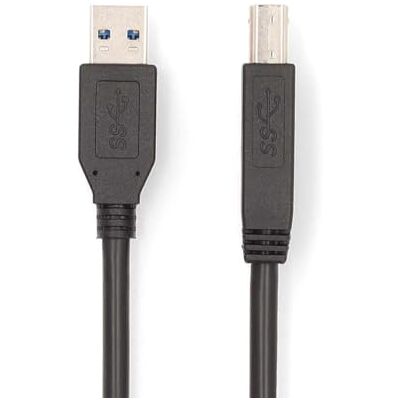 NEDIS USB-kabel – USB 3.2 Gen 1 – USB-A-kontakt – USB-B-kontakt – 5 Gbps – nickelpläterad – 2,00 m – rund – PVC – svart – låda NEDIS USB-kabel – USB 3.2 Gen 1 – USB-A-kontakt – USB-B-kontakt – 5 Gbps – nickelpläterad – 2,00 m – rund – PVC – svart – låda