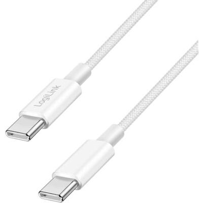 LogiLink USB 2.0 Typ-C anslutningskabel, C (kontakt) till C (kontakt) med nylonhölje, 60 W, vit, 1 m LogiLink USB 2.0 Typ-C anslutningskabel, C (kontakt) till C (kontakt) med nylonhölje, 60 W, vit, 1 m