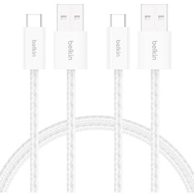 Belkin 2-Pack Flätad Kabel för USB-A till USB-C, 1.5 m, 15 W Mjuk, flexibel snabbladdningskabel, laddningskabel för Type-C för iPhone 16- och 17-serien, Galaxy S25, Pixel 10, iPad Pro,m.fl. Vit Belkin 2-Pack Flätad Kabel för USB-A till USB-C, 1.5 m, 15 W Mjuk, flexibel snabbladdningskabel, laddningskabel för Type-C för iPhone 16- och 17-serien, Galaxy S25, Pixel 10, iPad Pro,m.fl. Vit