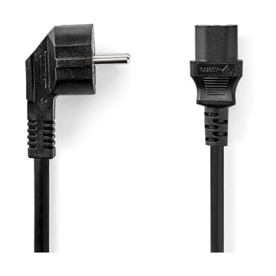 NEDIS Strömkabel Skyddskontakt IEC-320-C13 vinklad rak nickelpläterad 2,00 m rund PVC svart plastpåse NEDIS Strömkabel Skyddskontakt IEC-320-C13 vinklad rak nickelpläterad 2,00 m rund PVC svart plastpåse