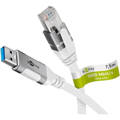 goobay 7,5 m LAN till USB-kabel 1 Gbit dataöverföring – USB A 3.0 till RJ45 Ethernet CAT 6-kabel ansluter router och notebook eller PC – LAN-kabel adapter för bärbar dator ersätter USB till goobay 7,5 m LAN till USB-kabel 1 Gbit dataöverföring – USB A 3.0 till RJ45 Ethernet CAT 6-kabel ansluter router och notebook eller PC – LAN-kabel adapter för bärbar dator ersätter USB till