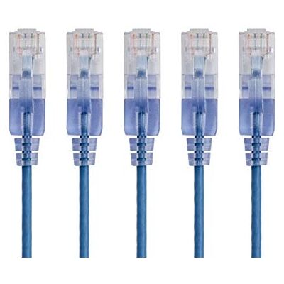 Monoprice 115130 Cat6A Ethernet Patchkabel 3 fot Blå Nätverksinternetsladd RJ45, 550 Mhz, UTP, Pure Bare koppartråd, 10G, 30AWG, 5-pack SlimRun-serien Monoprice 115130 Cat6A Ethernet Patchkabel 3 fot Blå Nätverksinternetsladd RJ45, 550 Mhz, UTP, Pure Bare koppartråd, 10G, 30AWG, 5-pack SlimRun-serien