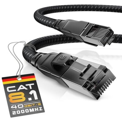 CSL-Computer CSL – CAT 8.1 nätverkskabel 40 Gbits – 7,5 m – bomullsjacka – svart serie – LAN-kabel patchkabel RJ45 – CAT 8 Gigabit Ethernet-kabel – 4000 Mbits – S/FTP PIMF-avskärmning CSL-Computer CSL – CAT 8.1 nätverkskabel 40 Gbits – 7,5 m – bomullsjacka – svart serie – LAN-kabel patchkabel RJ45 – CAT 8 Gigabit Ethernet-kabel – 4000 Mbits – S/FTP PIMF-avskärmning