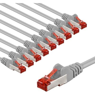 goobay 65995 CAT6 nätverkskabel i 10 set/patchkabel skärmad S/FTP/CU Ethernet-kabel, PiMF, LSZH/Cat 6 kabel med 10 Gbits/grå/10 x 2 m goobay 65995 CAT6 nätverkskabel i 10 set/patchkabel skärmad S/FTP/CU Ethernet-kabel, PiMF, LSZH/Cat 6 kabel med 10 Gbits/grå/10 x 2 m