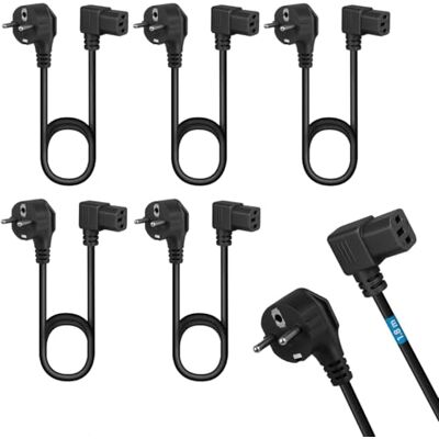 Waytex Förpackning med 5 strömkablar 1,80 m för enheter CEE 7/7 Schuko-uttag till IEC 320 C13 vinklad, för PC, bildskärm, datorskärm, videoprojektor, hushållsapparater Waytex Förpackning med 5 strömkablar 1,80 m för enheter CEE 7/7 Schuko-uttag till IEC 320 C13 vinklad, för PC, bildskärm, datorskärm, videoprojektor, hushållsapparater