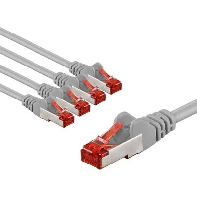 goobay 65990 CAT6 nätverkskabel i en uppsättning med 5/patchkabel skärmad S/FTP/CU Ethernet-kabel, PiMF, LSZH/Cat 6 kabel med 10 Gbits/grå/5 x 1 m goobay 65990 CAT6 nätverkskabel i en uppsättning med 5/patchkabel skärmad S/FTP/CU Ethernet-kabel, PiMF, LSZH/Cat 6 kabel med 10 Gbits/grå/5 x 1 m