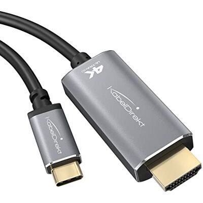 KabelDirekt – 2m – USB-C- till HDMI-adapter och kabel (4K/2160p/60Hz – Notebook, smarttelefoner, surfplattor för anslutning till stora bildskärmar – DP, Thunderbolt 3/USB-C 3.1) KabelDirekt – 2m – USB-C- till HDMI-adapter och kabel (4K/2160p/60Hz – Notebook, smarttelefoner, surfplattor för anslutning till stora bildskärmar – DP, Thunderbolt 3/USB-C 3.1)