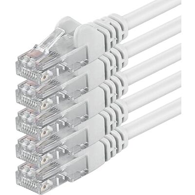 1aTTack.de 2m CAT.6 CAT6 Ethernet-LAN-nätverkskabel 1000 Mbit/s, 5x vit Cat 6 internet patchkabel, LAN nätverkskabel, för switch, router, modem och patchpanel 1aTTack.de 2m CAT.6 CAT6 Ethernet-LAN-nätverkskabel 1000 Mbit/s, 5x vit Cat 6 internet patchkabel, LAN nätverkskabel, för switch, router, modem och patchpanel