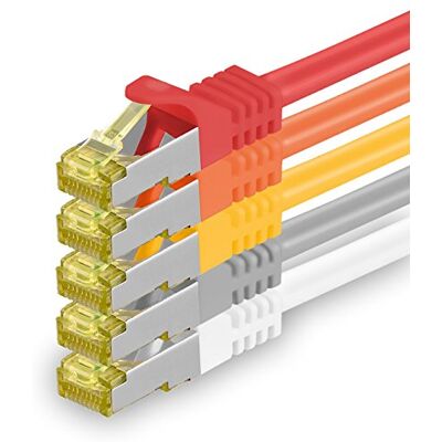 1aTTack.de CAT 7 LAN-kabel 1m 10Gbps Nätverkskabel S/FTP (5 st 5 färger 01) 1m 2m 3m 5m 7,5m 10m 15m 20m 25m 30m, RJ45 höghastighet, skärmad Ethernetkabel för gaming, modem, router, PC 1aTTack.de CAT 7 LAN-kabel 1m 10Gbps Nätverkskabel S/FTP (5 st 5 färger 01) 1m 2m 3m 5m 7,5m 10m 15m 20m 25m 30m, RJ45 höghastighet, skärmad Ethernetkabel för gaming, modem, router, PC
