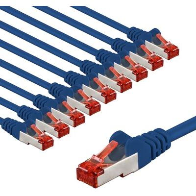 goobay 65971 CAT6 nätverkskabel i 10 set/patchkabel skärmad S/FTP/CU Ethernet-kabel, PiMF, LSZH/Cat 6 kabel med 10 Gbits/blå/10 x 2 m goobay 65971 CAT6 nätverkskabel i 10 set/patchkabel skärmad S/FTP/CU Ethernet-kabel, PiMF, LSZH/Cat 6 kabel med 10 Gbits/blå/10 x 2 m