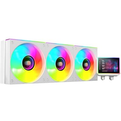 Mars Gaming ML-VISIONII360 AIO-Vätskekylning 600W TDP, IPS-Skärm 2,8" 360º, 4:e Generationens Opti-Chamber-Pump med Kopparbas och Mikrokanaler, 3x 120mm ARGB Infinity Mirror-Fläktar, Vit Mars Gaming ML-VISIONII360 AIO-Vätskekylning 600W TDP, IPS-Skärm 2,8" 360º, 4:e Generationens Opti-Chamber-Pump med Kopparbas och Mikrokanaler, 3x 120mm ARGB Infinity Mirror-Fläktar, Vit