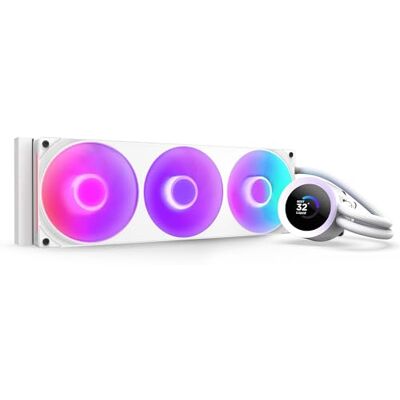 NZXT Kraken Plus 360 RGB Dissipatore CPU AIO 360mm, LCD Bianco 360mm AIO med anpassningsbar LCD, F360 RGB Core-fläkt och Turbine Pump. Bättre temperaturer, synkad RGB via CAM. NZXT Kraken Plus 360 RGB Dissipatore CPU AIO 360mm, LCD Bianco 360mm AIO med anpassningsbar LCD, F360 RGB Core-fläkt och Turbine Pump. Bättre temperaturer, synkad RGB via CAM.