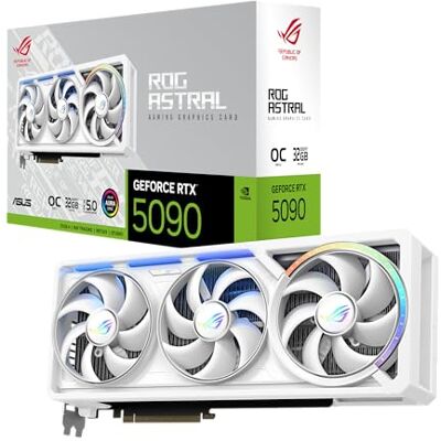 Asus ROG Astral GeForce RTX 5090 32 GB GDDR7 White OC Edition gaming fyrhjuling grafikkort (NVIDIA DLSS 4, 3,8-kortsdesign, PCIe 5.0, 3X DP 2.1b, 2X HDMI 2.1b, vit, ROG-ASTRAL-RTX5090-O32G-WHITE) Asus ROG Astral GeForce RTX 5090 32 GB GDDR7 White OC Edition gaming fyrhjuling grafikkort (NVIDIA DLSS 4, 3,8-kortsdesign, PCIe 5.0, 3X DP 2.1b, 2X HDMI 2.1b, vit, ROG-ASTRAL-RTX5090-O32G-WHITE)