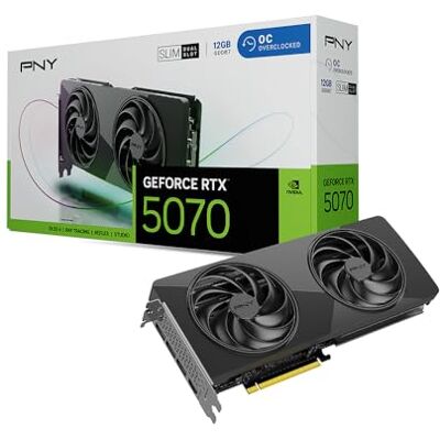 PNY GeForce RTX™ 5070 12GB Slim OC Dual Fan 2-Slot SFF-ready Grafikkort PNY GeForce RTX™ 5070 12GB Slim OC Dual Fan 2-Slot SFF-ready Grafikkort
