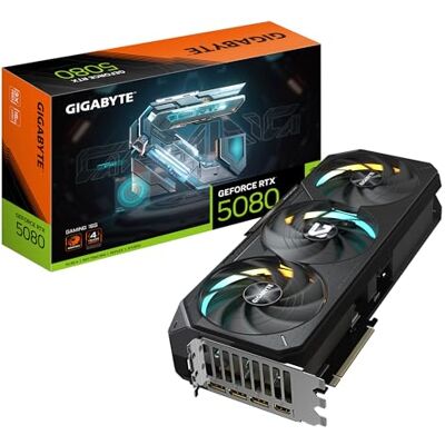 Gigabyte GeForce RTX 5080 GAMING 16G grafikkort 16GB GDDR7, 256bit, PCI-E 5.0, 2730MHz kärnklocka, 3 x DisplayPort, 1 x HDMI, NVIDIA DLSS 4, GV-N5080GAMING-16GD Gigabyte GeForce RTX 5080 GAMING 16G grafikkort 16GB GDDR7, 256bit, PCI-E 5.0, 2730MHz kärnklocka, 3 x DisplayPort, 1 x HDMI, NVIDIA DLSS 4, GV-N5080GAMING-16GD