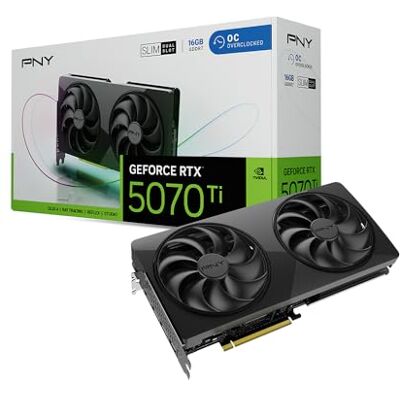 PNY Karta Graficzna GeForce RTX™ 5070Ti 16GB Slim OC, Dwoma Wentylatorami, 2-Slot PNY Karta Graficzna GeForce RTX™ 5070Ti 16GB Slim OC, Dwoma Wentylatorami, 2-Slot