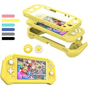 FIWWAT Switch Lite fodral skyddande fodral för Nintendo Switch Lite, kompatibel med Nintendo Switch Lite skydd med inbyggt PC skärmskydd handgrepp fodral med 2 tumgreppskåpor, gul