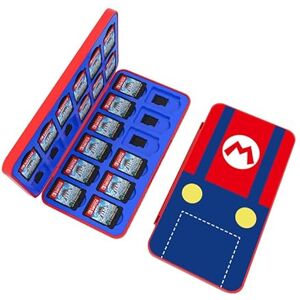 RREAKA Switch Game Case for Nintendo Switch/OLED/Lite, 24 Slots Switch Game Cartridge Holder, Portable Switch Card Storage Case with 24 Slots for Switch Games Card and Micro SD Cards, Mario Overall