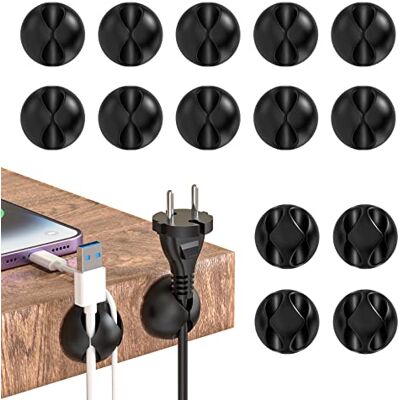JANREAY kabelhållare kabelklämmor, 14 förpackningar mångsidig kabelhantering kabelarrangör set för skrivbord, ljudkabel, strömkabel, USB-laddningskabel JANREAY kabelhållare kabelklämmor, 14 förpackningar mångsidig kabelhantering kabelarrangör set för skrivbord, ljudkabel, strömkabel, USB-laddningskabel