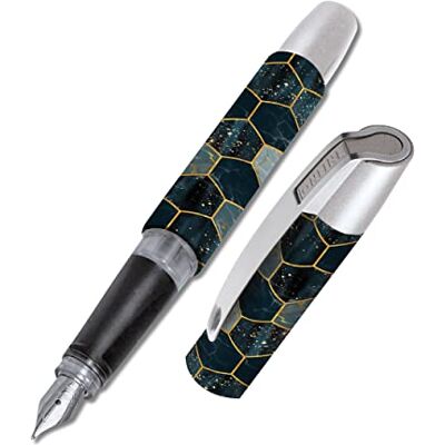 Online Reservoarpenna Campus Blue Hexagon, bläckpenna för högerhänta användare, ergonomiskt handtag, iridiumfjäder medium, standardbläckpatroner, inkl. blå kombipatron Online Reservoarpenna Campus Blue Hexagon, bläckpenna för högerhänta användare, ergonomiskt handtag, iridiumfjäder medium, standardbläckpatroner, inkl. blå kombipatron