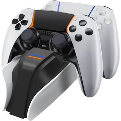 Snakebyte PS5 TWIN:CHARGE 5 PlayStation 5 charging station for DualSense controller, charger kit for 2 wireless controllers including Type-C cable, LED charge status display, PS5 design, White Snakebyte PS5 TWIN:CHARGE 5 PlayStation 5 charging station for DualSense controller, charger kit for 2 wireless controllers including Type-C cable, LED charge status display, PS5 design, White