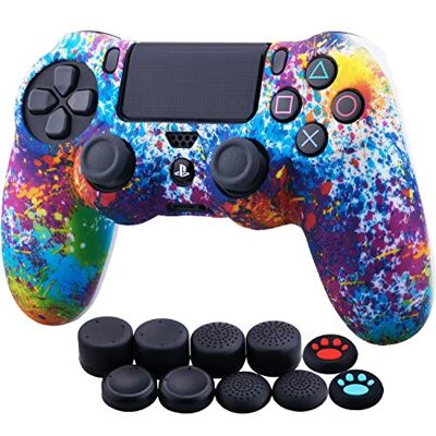 YoRHa Vattenöverföringstryck, kamouflage, silikonskal för Sony PS4/Slim/Pro Dualshock 4 Controller x 1 (spashing färg) med tumgrepp x 10 YoRHa Vattenöverföringstryck, kamouflage, silikonskal för Sony PS4/Slim/Pro Dualshock 4 Controller x 1 (spashing färg) med tumgrepp x 10