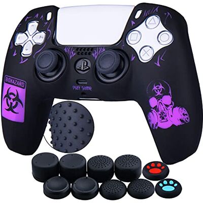 YoRHa Silikongummi på ryggen, prickar, snideri, anpassningsbart skinnskydd för PS5 Dualsense Controller x 1 (BH lila) med Pro tumgrepp x 10 YoRHa Silikongummi på ryggen, prickar, snideri, anpassningsbart skinnskydd för PS5 Dualsense Controller x 1 (BH lila) med Pro tumgrepp x 10