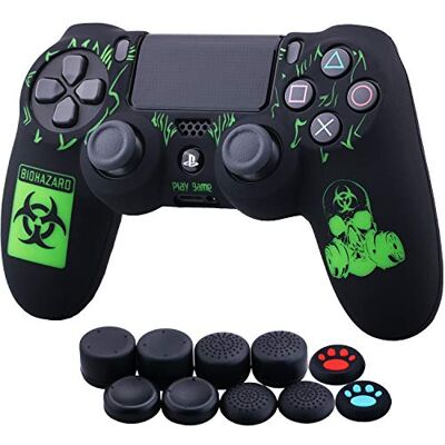 YoRHa Lasersnideri silikonskal för Sony PS4/slim/Pro Dualshock 4 Controller x 1 (BH) med tumgrepp x 10 YoRHa Lasersnideri silikonskal för Sony PS4/slim/Pro Dualshock 4 Controller x 1 (BH) med tumgrepp x 10