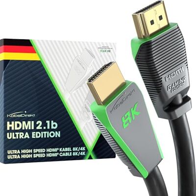 KabelDirekt – 8K HDMI 2.1b-kabel – 3m 8K@60Hz, Ultra High Speed/48G för 10K, ultrasnabba 144Hz vid 4K, optimal för PS5/Xbox och Gaming PC, Monitor/TV, grå KabelDirekt – 8K HDMI 2.1b-kabel – 3m 8K@60Hz, Ultra High Speed/48G för 10K, ultrasnabba 144Hz vid 4K, optimal för PS5/Xbox och Gaming PC, Monitor/TV, grå