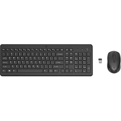 HP 330 trådlöst tangentbord och mus-kombination, F12-funktionsknappar, 2,4 GHz trådlös anslutning med USB-dongel, ergonomiskt utformad, 1 600 DPI, LED-indikatorer HP 330 trådlöst tangentbord och mus-kombination, F12-funktionsknappar, 2,4 GHz trådlös anslutning med USB-dongel, ergonomiskt utformad, 1 600 DPI, LED-indikatorer