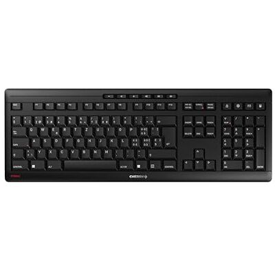 CHERRY STREAM KEYBOARD WIRELESS, Trådlöst Tangentbord, Schweizisk Layout (QWERTZ), Anslutning via 2,4 GHz, Tysta Tangenter, Platt Design, Batteridrivet, Svart CHERRY STREAM KEYBOARD WIRELESS, Trådlöst Tangentbord, Schweizisk Layout (QWERTZ), Anslutning via 2,4 GHz, Tysta Tangenter, Platt Design, Batteridrivet, Svart