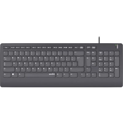 Speedlink HI-GENIC Antibakteriellt tangentbord Kabelanslutet Platta Tangenter, Tyst, US Layout QWERTY English, Svart Speedlink HI-GENIC Antibakteriellt tangentbord Kabelanslutet Platta Tangenter, Tyst, US Layout QWERTY English, Svart