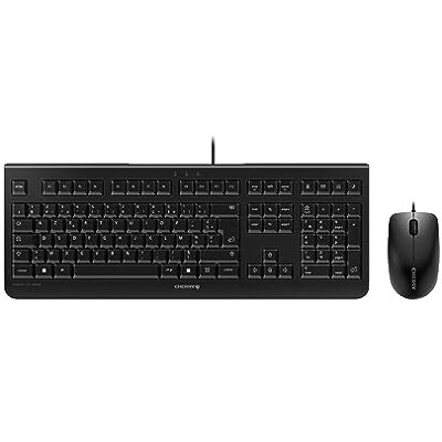 CHERRY DC 2000, Trådbundet Tangentbord och Mus, Fransk Layout (AZERTY), Plug & Play via 1 USB-Port Vardera, Platt Design, Symmetrisk Mus, GS-Certifikat, Svart CHERRY DC 2000, Trådbundet Tangentbord och Mus, Fransk Layout (AZERTY), Plug & Play via 1 USB-Port Vardera, Platt Design, Symmetrisk Mus, GS-Certifikat, Svart