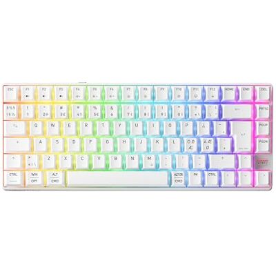CHERRY XTRFY K33 Compact Wireless, Trådlöst Mem-chanical Gamingtangentbord, Format 75%, Tangentbord för Flera Enheter, RGB-Belysning, IP54 Damm- och Stänkskyddat, PN-Layout (QWERTY), Vit CHERRY XTRFY K33 Compact Wireless, Trådlöst Mem-chanical Gamingtangentbord, Format 75%, Tangentbord för Flera Enheter, RGB-Belysning, IP54 Damm- och Stänkskyddat, PN-Layout (QWERTY), Vit