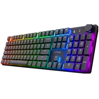 GXTrust Torix trådlöst mekaniskt speltangentbord amerikansk layout (QWERTY) Ultralage latens 2,4 GHz, uppladdningsbart batteri, lågprofilknappar, Rgb-belysning, multifunktionell roterande knapp GXTrust Torix trådlöst mekaniskt speltangentbord amerikansk layout (QWERTY) Ultralage latens 2,4 GHz, uppladdningsbart batteri, lågprofilknappar, Rgb-belysning, multifunktionell roterande knapp