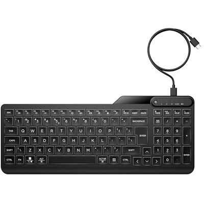 HP Kabelanslutet tangentbord 400, USB-C-anslutning och USB-A-adapter, Qwerty, 12 programmerbara knappar, bakgrundsbelysning, kompatibel med Windows 10 och 11, Chrome OS, MacOS, svart HP Kabelanslutet tangentbord 400, USB-C-anslutning och USB-A-adapter, Qwerty, 12 programmerbara knappar, bakgrundsbelysning, kompatibel med Windows 10 och 11, Chrome OS, MacOS, svart