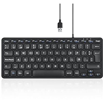 Perixx PERIBOARD-432 Mini USB Keyboard with Cable – Type X Scissor Keys – Large Print Letters – Spanish QWERTY Perixx PERIBOARD-432 Mini USB Keyboard with Cable – Type X Scissor Keys – Large Print Letters – Spanish QWERTY