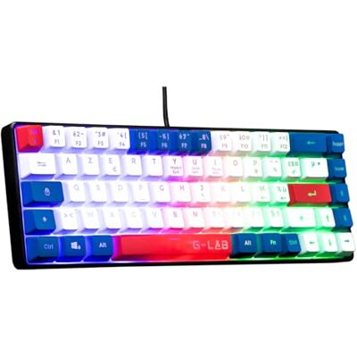 THE G-LAB Keyz Hydrogen, 60% gamer-tangentbord, azerty-trådbundet halvmekaniskt tangentbord, flerfärgad bakgrundsbelysning tyst minispelartangentbord, kompakt TKL-format PC/PS5-2023 (blå/vit/röd) THE G-LAB Keyz Hydrogen, 60% gamer-tangentbord, azerty-trådbundet halvmekaniskt tangentbord, flerfärgad bakgrundsbelysning tyst minispelartangentbord, kompakt TKL-format PC/PS5-2023 (blå/vit/röd)