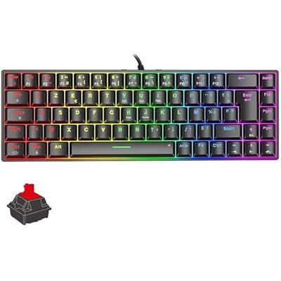 AKUMA Meka T01 kompakt mekaniskt speltangentbord 69 tangenter, linjär röd brytare, RGB Rainbow, Anti-Ghosting, programmerbara makroner kompatibelt med Windows, PS4, PS5, Xbox AKUMA Meka T01 kompakt mekaniskt speltangentbord 69 tangenter, linjär röd brytare, RGB Rainbow, Anti-Ghosting, programmerbara makroner kompatibelt med Windows, PS4, PS5, Xbox