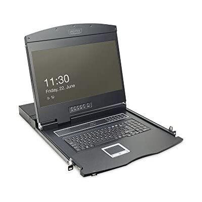 Digitus 19 tum KVM-konsol med 19 tum TFT-display (16:9), IT-tangentbordslayout, 1 port KVM-modul, svart Digitus 19 tum KVM-konsol med 19 tum TFT-display (16:9), IT-tangentbordslayout, 1 port KVM-modul, svart