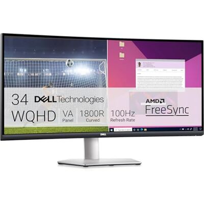 Dell S3423DWC Skärm, Svart, Vit, 34", 240 Volt AMD FreeSync, 21:9 1800R Curve, 99% sRGB, inbyggda högtalare, USB-C, 2 HDMI, 3 USB, 3 års garanti Dell S3423DWC Skärm, Svart, Vit, 34", 240 Volt AMD FreeSync, 21:9 1800R Curve, 99% sRGB, inbyggda högtalare, USB-C, 2 HDMI, 3 USB, 3 års garanti