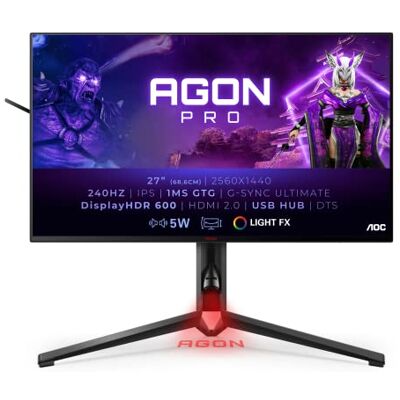 AOC AGON AG274QG 27-tums QHD-spelskärm, 240Hz, 1ms GTG, IPS, HDR 600, G-Sync ultimate, skärmhölje, höjdjustering, USB HUb (2560 x 1440 @ 240hz, HDR 600, HDMI 2.0/DP 1.4, USB 3.2) AOC AGON AG274QG 27-tums QHD-spelskärm, 240Hz, 1ms GTG, IPS, HDR 600, G-Sync ultimate, skärmhölje, höjdjustering, USB HUb (2560 x 1440 @ 240hz, HDR 600, HDMI 2.0/DP 1.4, USB 3.2)
