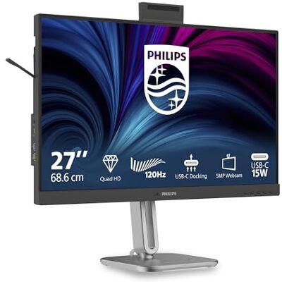 Philips 27B2U4601H 27" WQHD-skärm 120Hz, IPS-panel, 4ms GtG, anpassningsbar synkronisering, höjdjustering, webbkamera, högtalare, (2560 x 1440 HDMI 1 x 2.1 TMDS DP 1 x 1,4 USB-hubb) kol Philips 27B2U4601H 27" WQHD-skärm 120Hz, IPS-panel, 4ms GtG, anpassningsbar synkronisering, höjdjustering, webbkamera, högtalare, (2560 x 1440 HDMI 1 x 2.1 TMDS DP 1 x 1,4 USB-hubb) kol